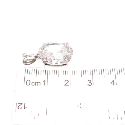 925 Sterling Silver Oval-Cut C Z Mini Charm Pendant