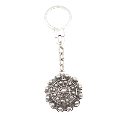 925 Sterling Silver Vintage Modernist Beaded Key Fob Chain Holder