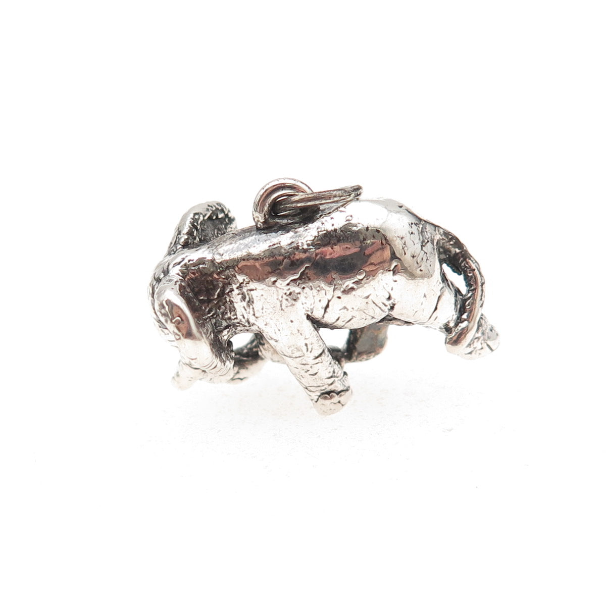 925 Sterling Silver Vintage Elephant Oxidized 3D Charm Pendant