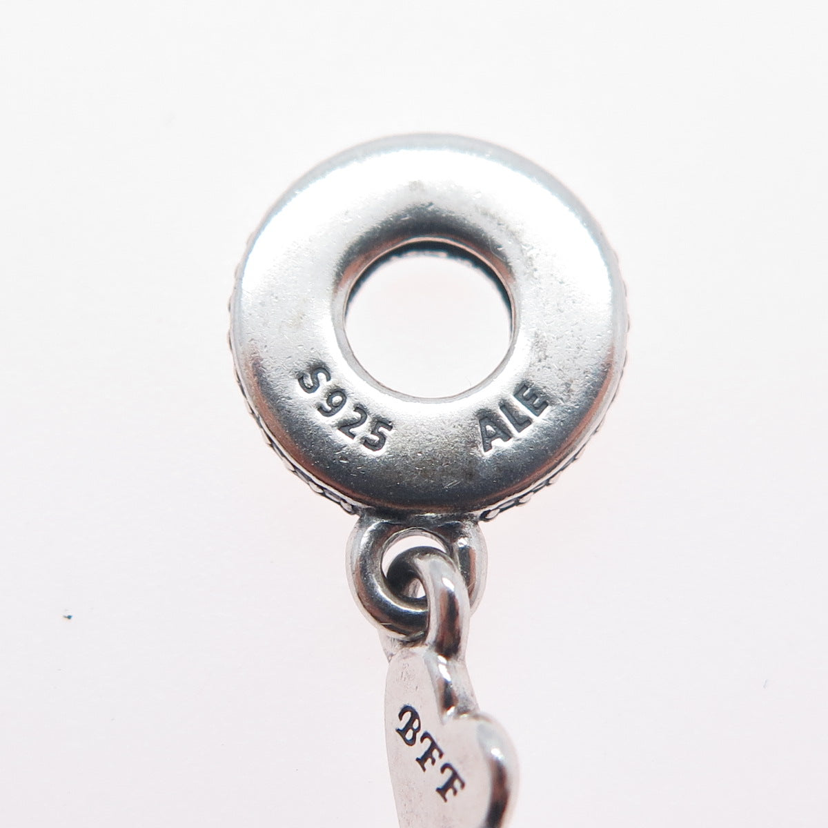 PANDORA 925 Sterling Silver C Z Best Friends Forever Dangle Heart Slide Charm