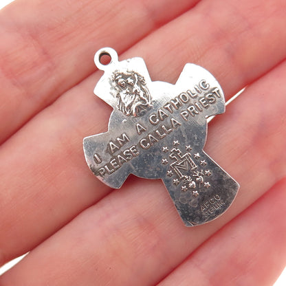 Afco 925 Sterling Silver Antique Art Deco 4-Way Cross Oxidized Charm Pendant