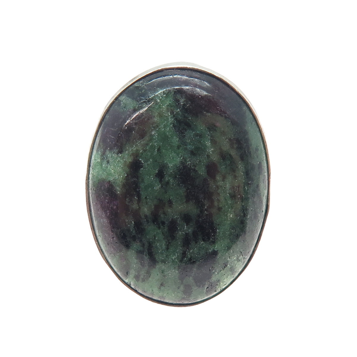 925 Sterling Silver Vintage Real Cabochon Zoisite Ruby Modernist Ring Size 8.25