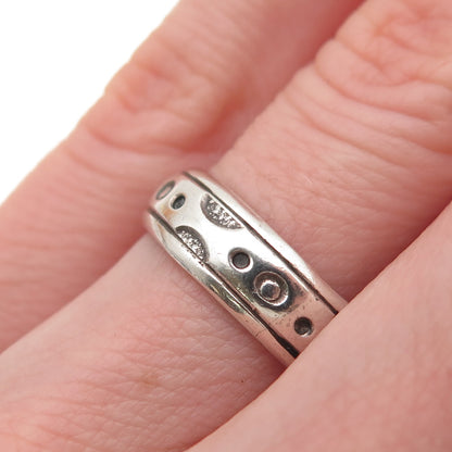 925 Sterling Silver Vintage Modernist Oxidized Band Ring Size 5.5