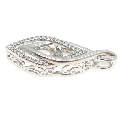 925 Sterling Silver Real Round-Cut Diamond Interlocked Pendant