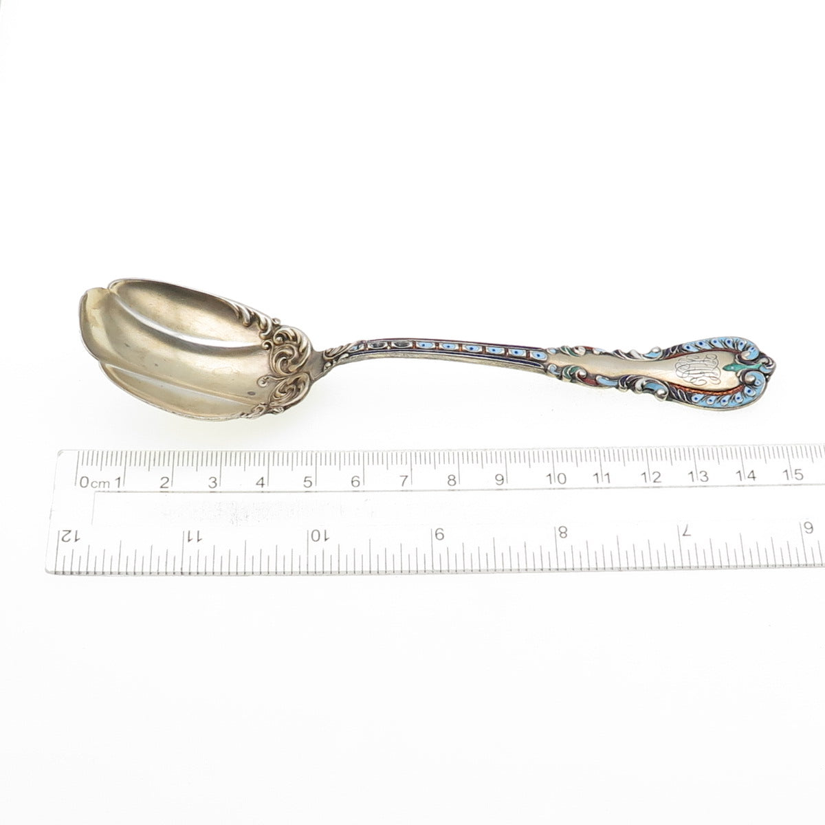 Reed & Barton 925 Sterling Silver Antique 1894 Enamel Majestic Sugar Shell Spoon