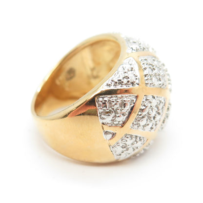 ROSS SIMONS 925 Sterling Silver 2-Tone Real White Diamond Accent Ring Size 6.25