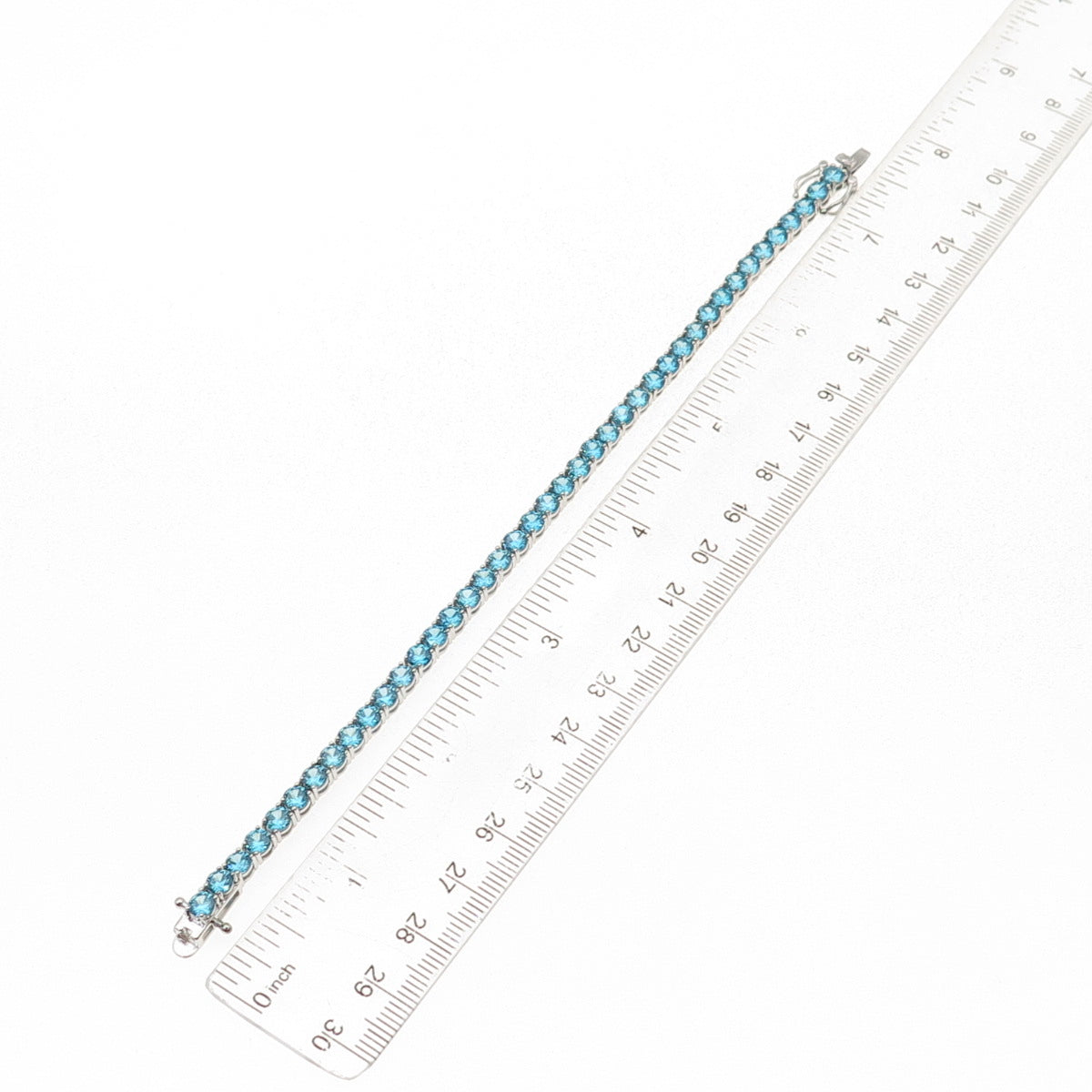 925 Sterling Silver Real Round-Cut Apatite Tennis Link Bracelet 7.25"