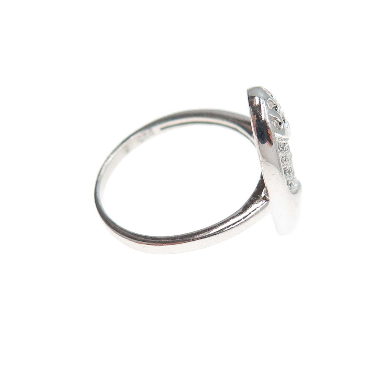 925 Sterling Silver Round-Cut C Z Modernist Ring Size 6.25