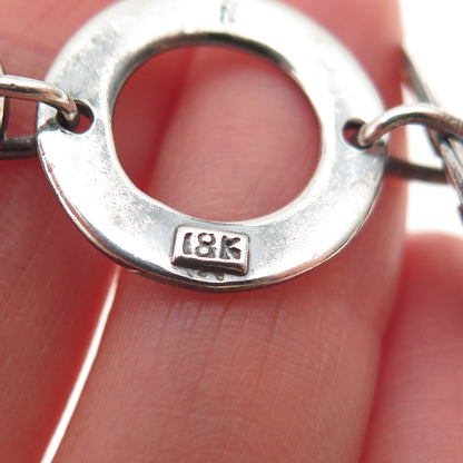 925 Sterling Silver 18K Gold Vintage Modernist Circle Link Bracelet 7.75-8.75"