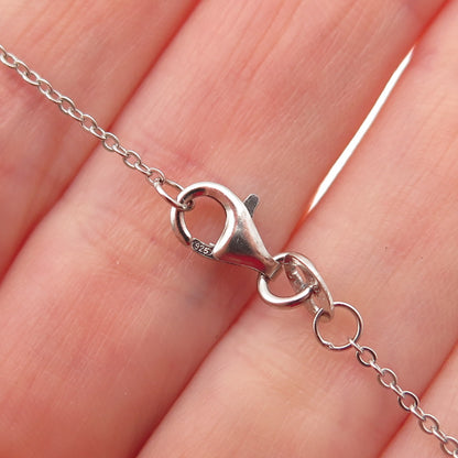 DEE BERKLE 925 Sterling Silver Round & Princess-Cut C Z Chain Necklace 16-18"