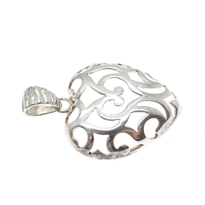 MILOR 925 Sterling Silver Vintage Italy Ornate Heart Charm Pendant
