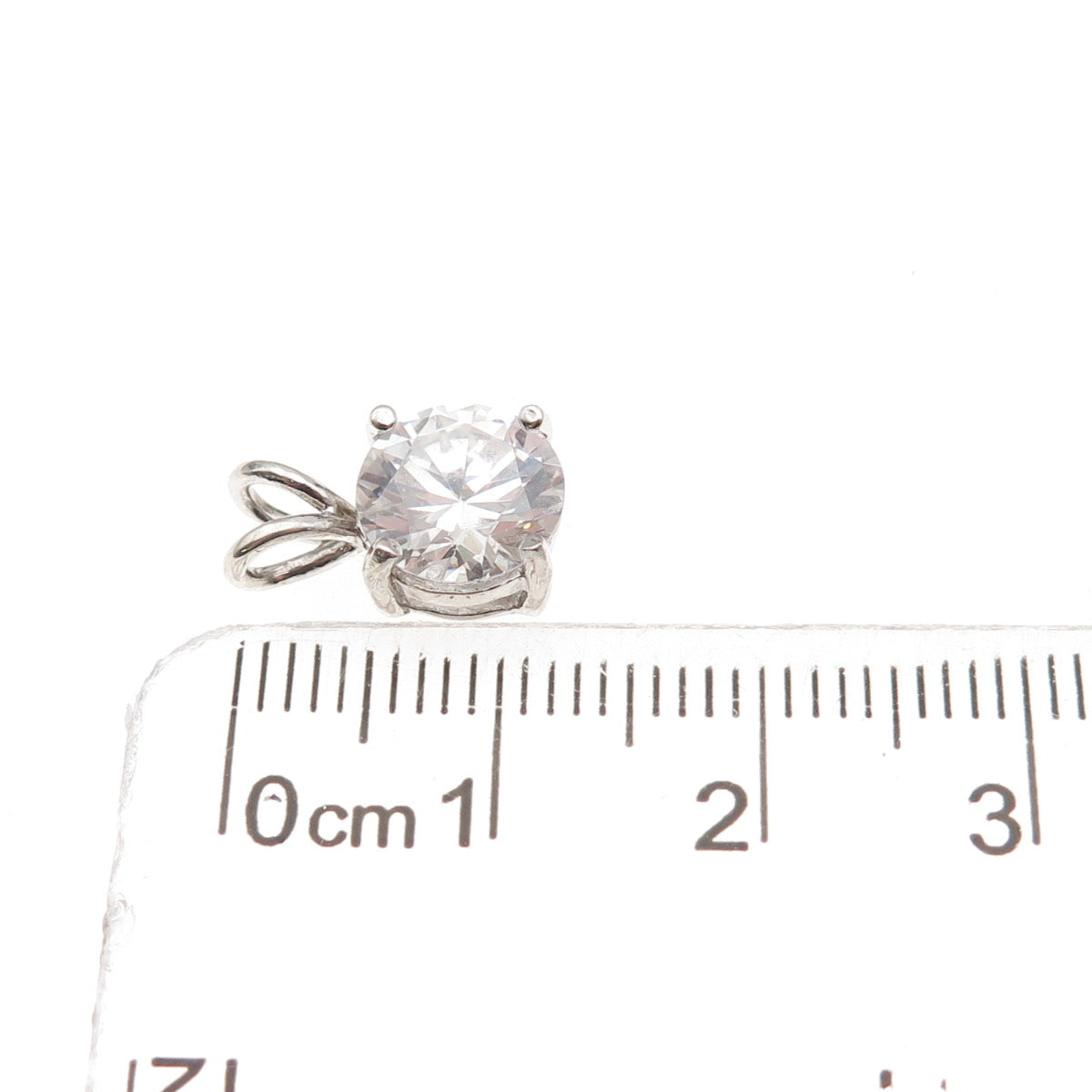 925 Sterling Silver Round-Cut C Z Mini Charm Pendant