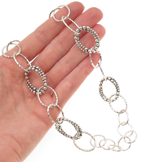 Michael Dawkins 925 Sterling Silver Beaded Multi-Circle Chain Necklace 18"