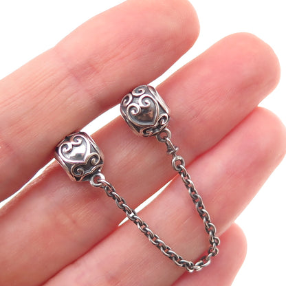 Pandora 925 Sterling Silver Enchanted Heart Safety Chain Slide Charm