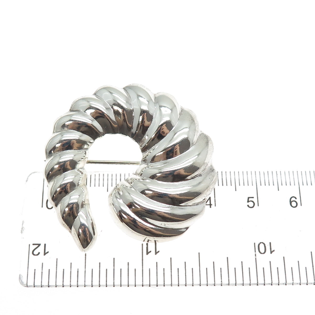 MWS Mark Wasserman Samara 925 Sterling Silver Vintage Modernist Ribbed Brooch