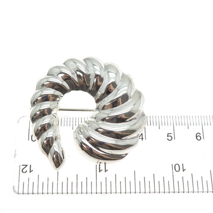 MWS Mark Wasserman Samara 925 Sterling Silver Vintage Modernist Ribbed Brooch