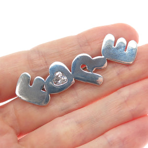 925 Sterling Silver Vintage Heart-Cut C Z Fore Pin Brooch
