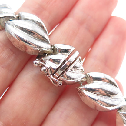 MILOR 925 Sterling Silver Vintage Italy Modernist Floral Petal Link Bracelet 7"