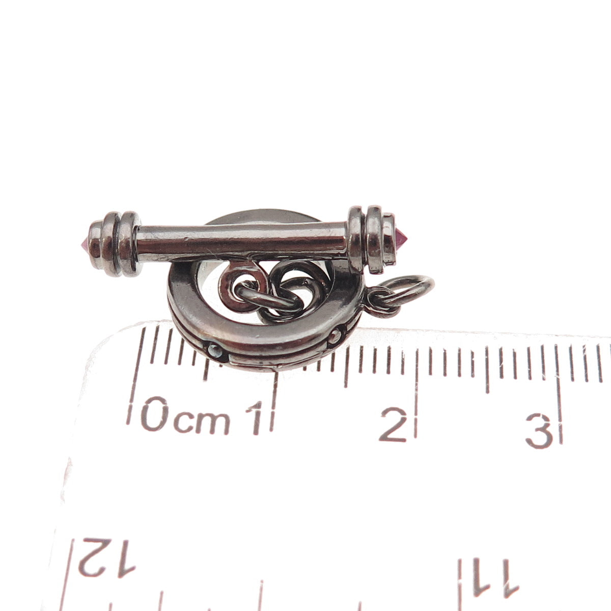 Jolusa Sterling Silver Black Rhodium Ruby Bracelet / Necklace Toggle Lock Clasp