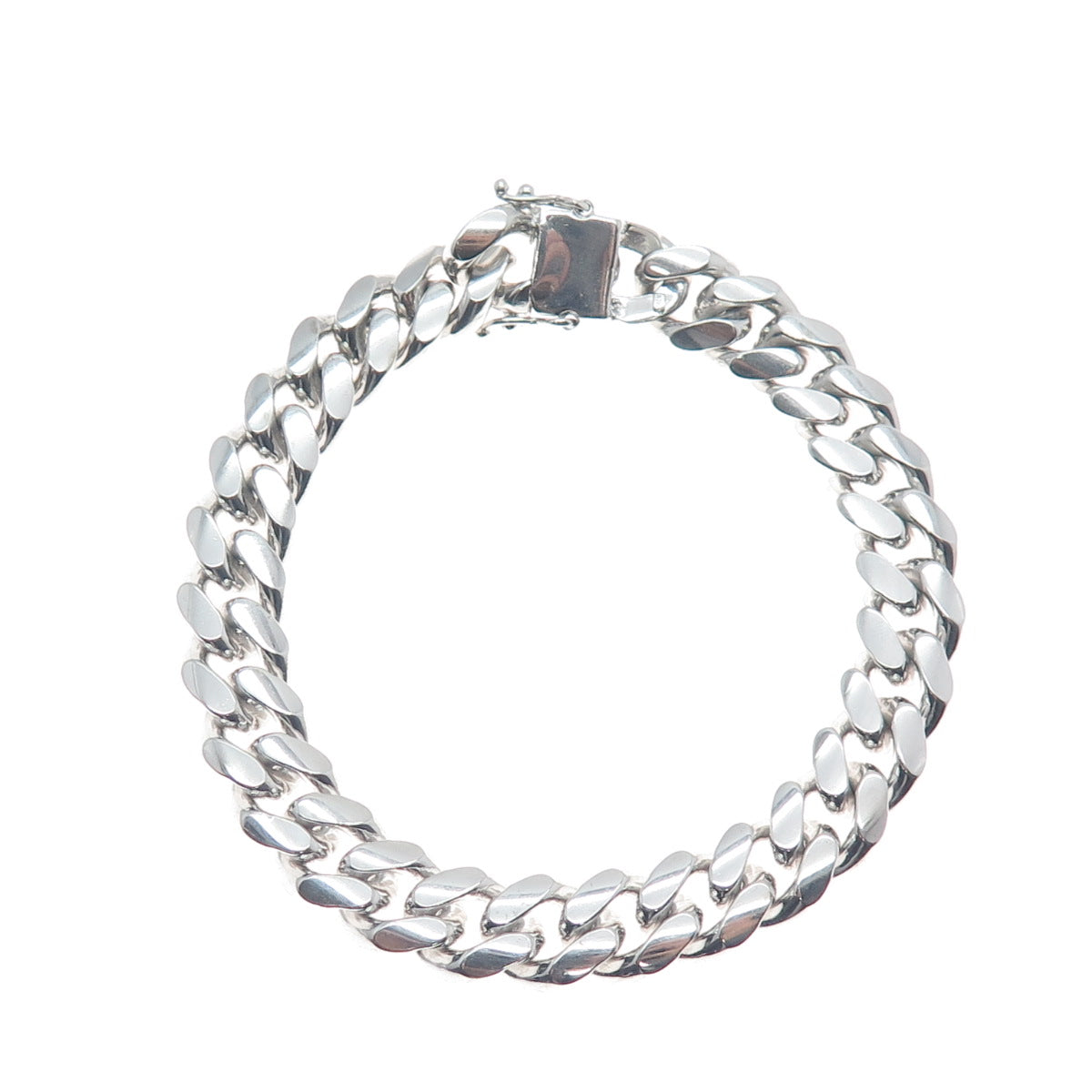 925 Sterling Silver Italy Diamond-Cut Cuban Link Heavy 79.4g Bracelet 8.5"