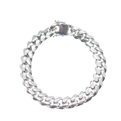925 Sterling Silver Italy Diamond-Cut Cuban Link Heavy 79.4g Bracelet 8.5"
