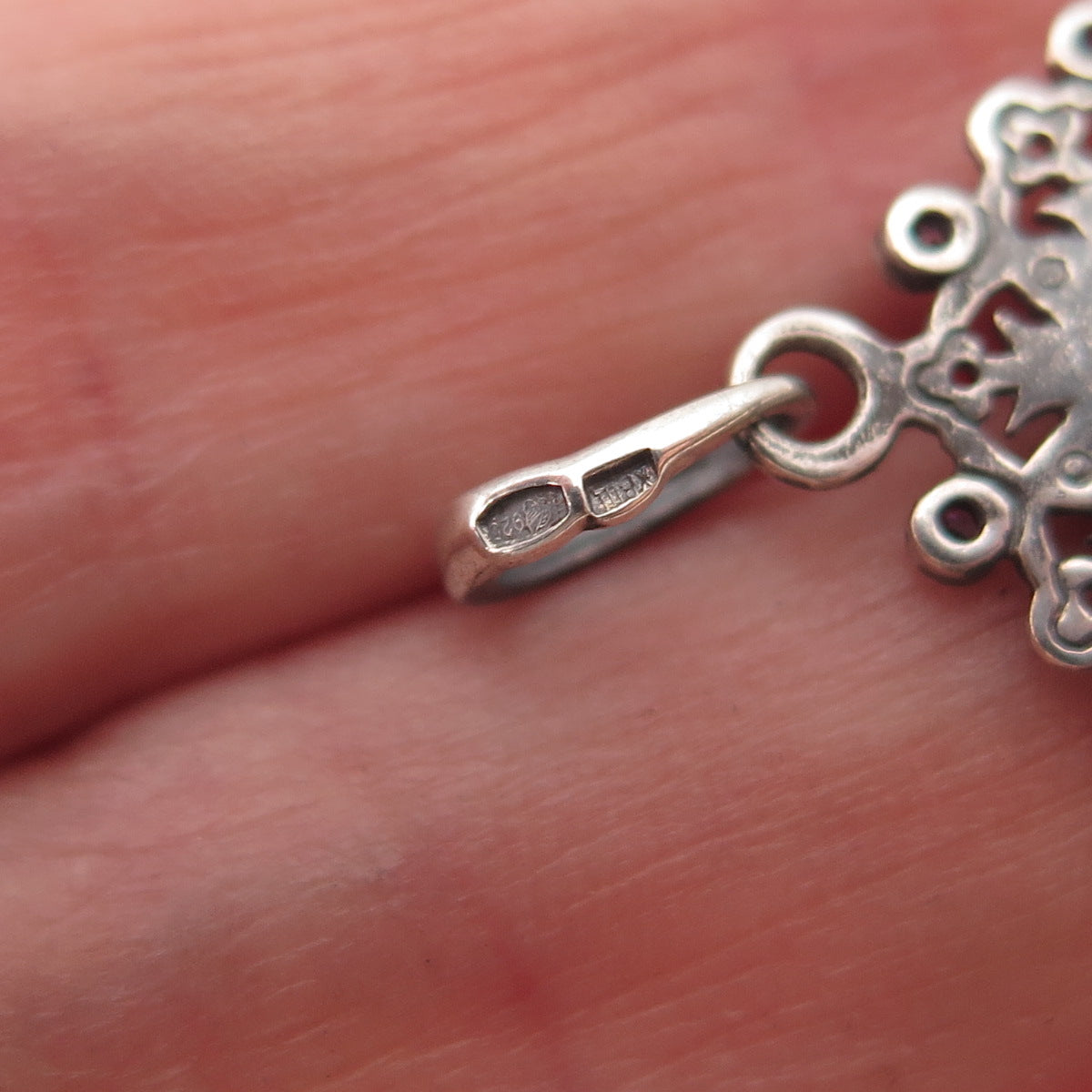 925 Sterling Silver Vintage Purple C Z St. Mary Orthodox Charm Pendant