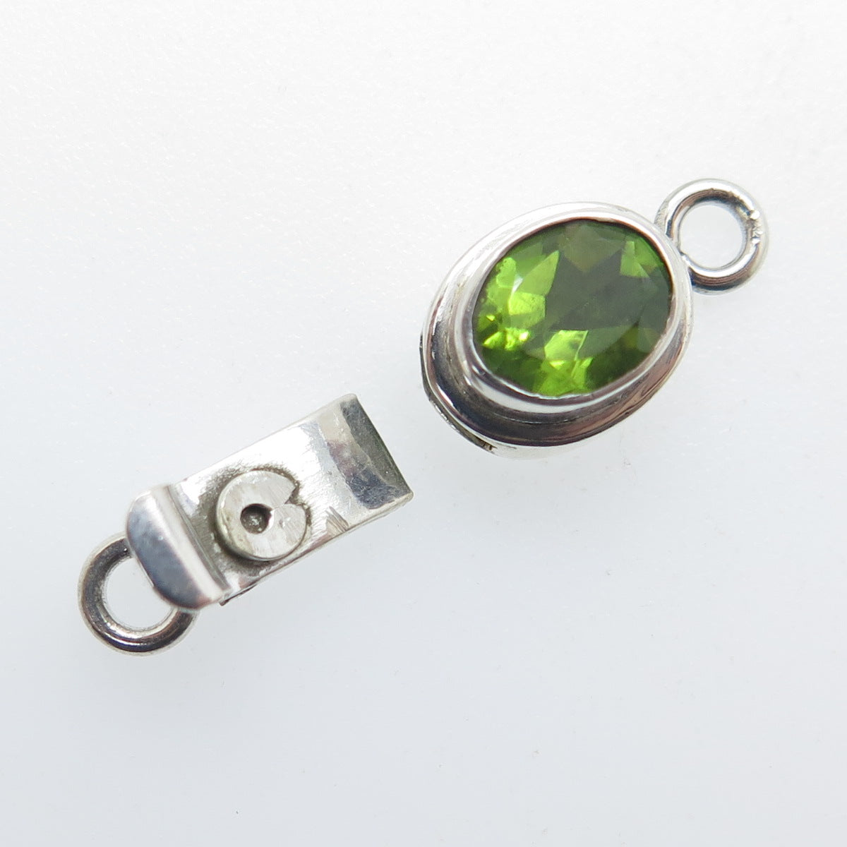 925 Sterling Silver Vintage Real Peridot Gem Lock Clasp for Bracelet/Necklace