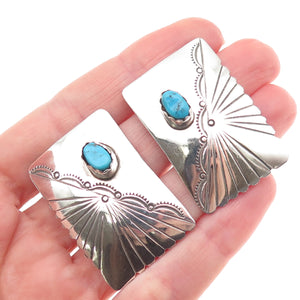 Old Pawn 925 Sterling Silver Vintage Southwestern Turquoise Snake Eye Earrings