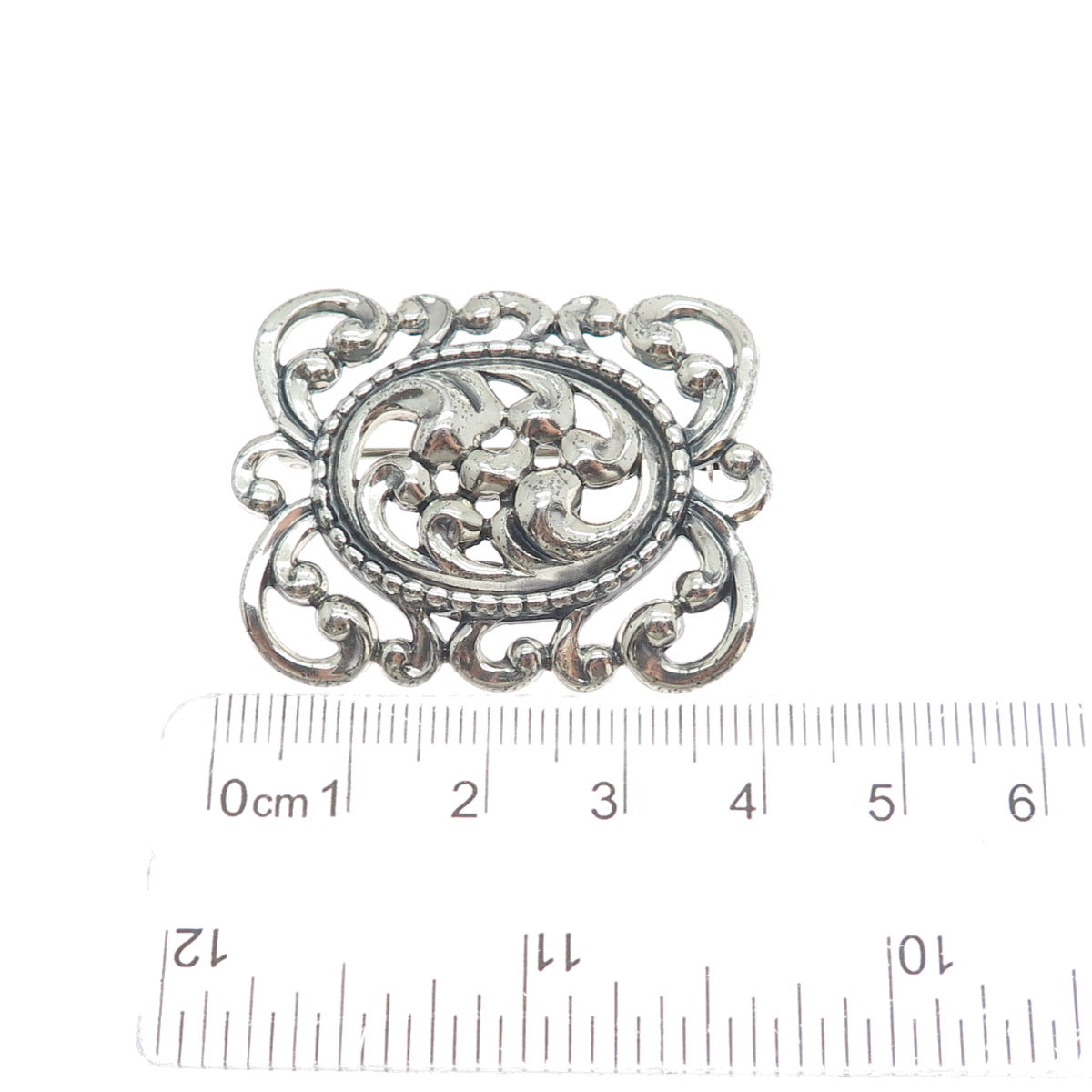 DANECRAFT 925 Sterling Silver Vintage Floral Oxidized Pin Brooch