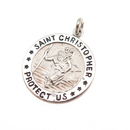 Chapel 925 Sterling Silver Vintage St. Christopher Religious Mini Charm Pendant