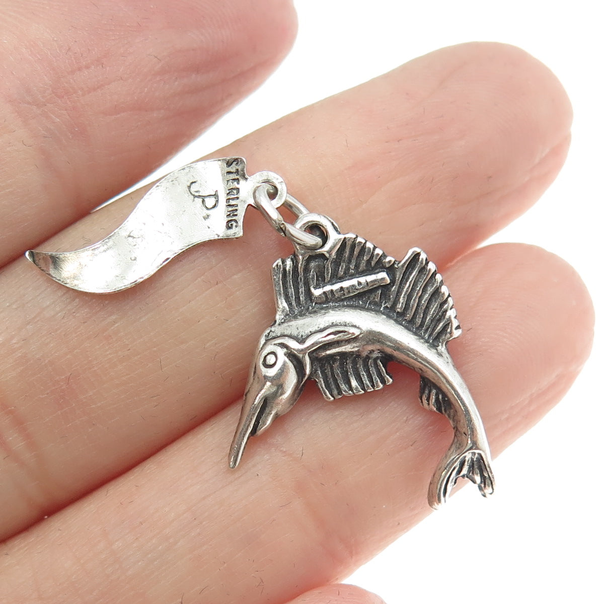 PACIFIC JEWELRY Sterling Silver Vintage Virginia Beach Swordfish Charm Pendant