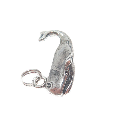 GUGLIELMO CINI 925 Sterling Silver Vintage Whale Minimalist 3D Charm Pendant