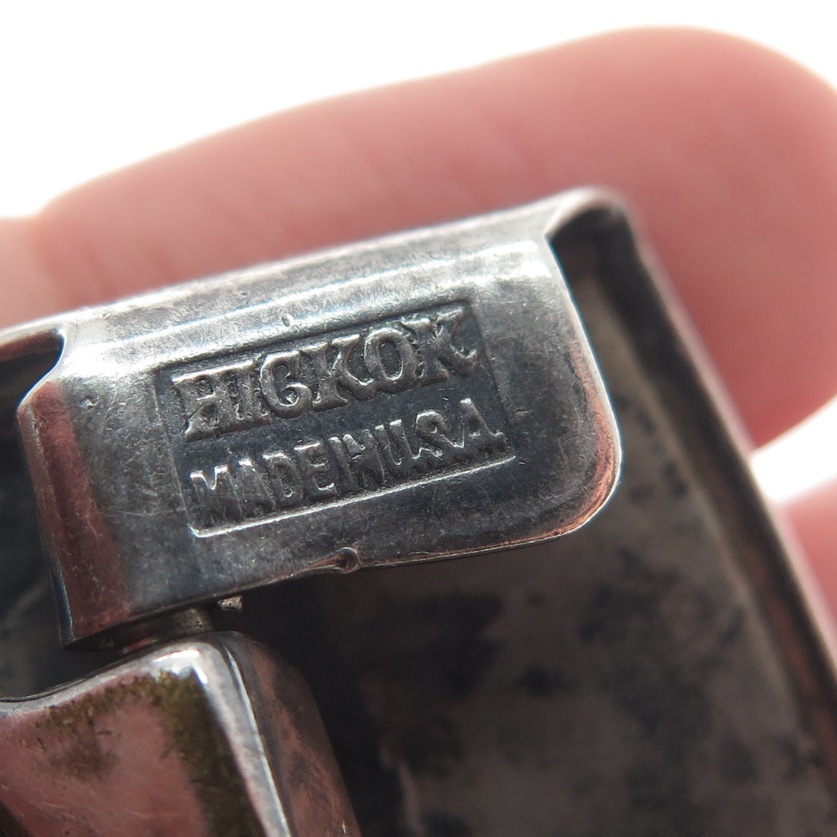 HICKOK 925 Sterling Silver Antique USA Letter "H" Initial Oxidized Belt Buckle