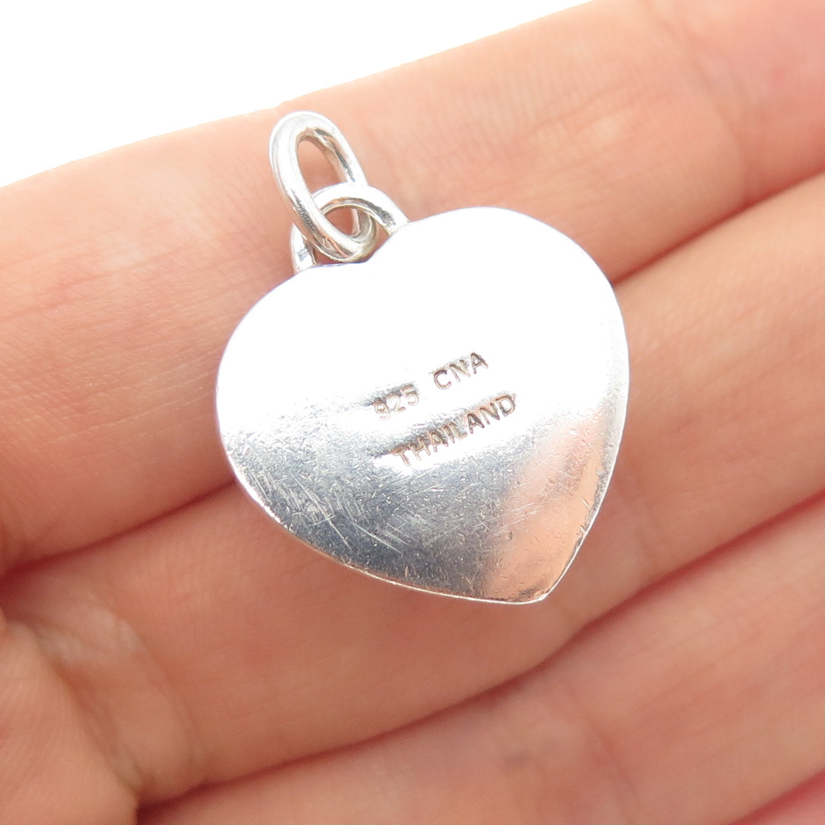 CNA PRANDA 925 Sterling Silver Vintage Real Lavender Jade Heart Charm Pendant