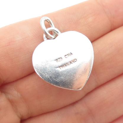 CNA PRANDA 925 Sterling Silver Vintage Real Lavender Jade Heart Charm Pendant