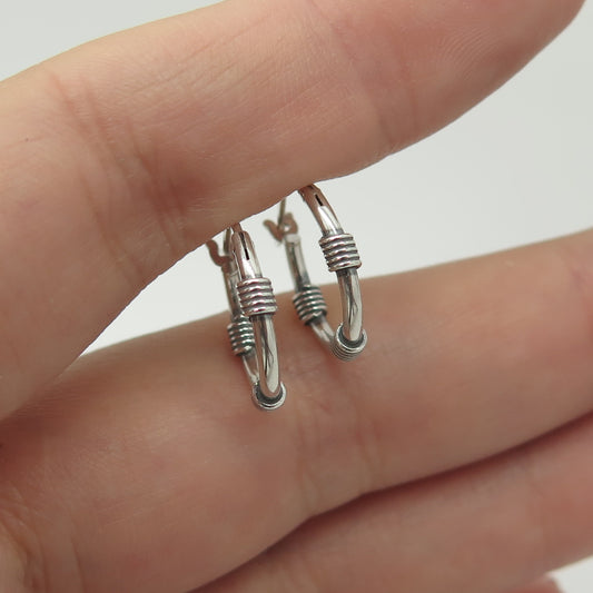 HAN 925 Sterling Silver Roped Hoop Earrings