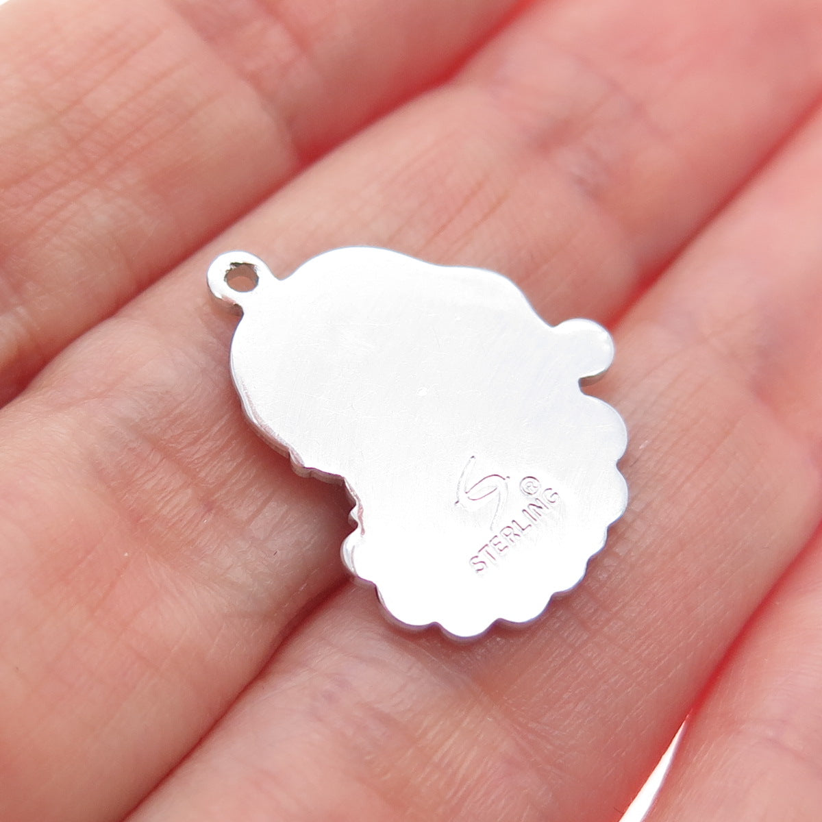 SPENCER 925 Sterling Silver Vintage Enamel Santa Claus Minimalist Pendant