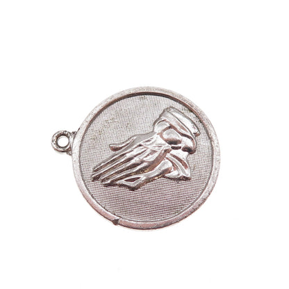 Danecraft 925 Sterling Silver Vintage Prayer Hands Oxidized Charm Pendant