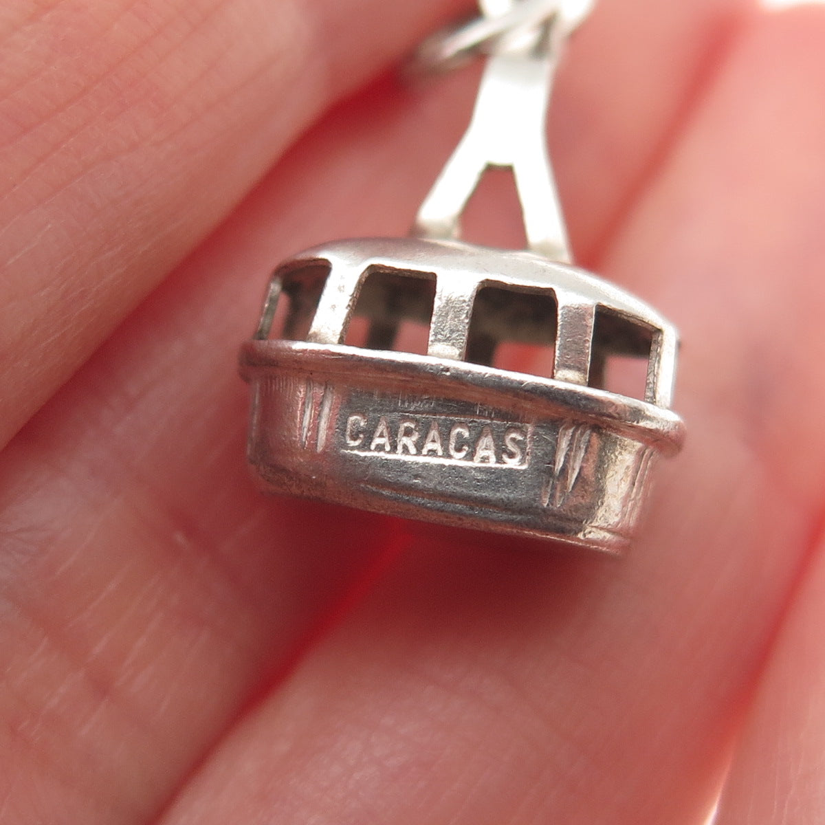 925 Sterling Silver Vintage Caracas Gondola 3D Mini Charm Pendant