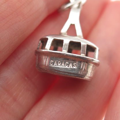 925 Sterling Silver Vintage Caracas Gondola 3D Mini Charm Pendant