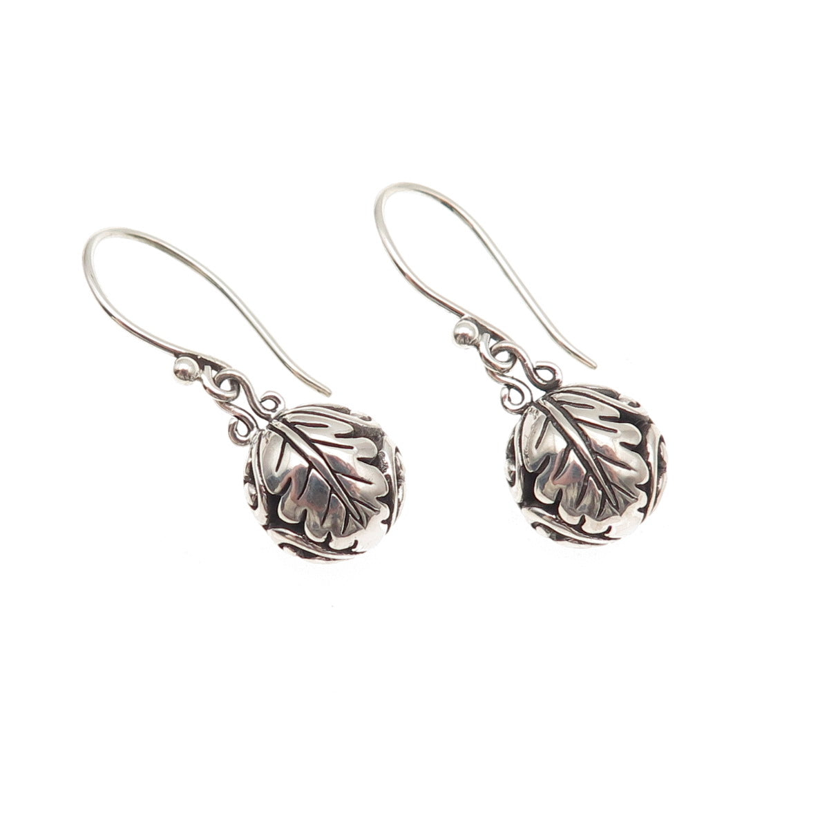 ATI Annika Witt 925 Sterling Silver Vintage Floral Oxidized Dangle Earrings