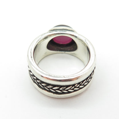 GOTH TLRG 925 Sterling Silver Vintage Real Tourmaline Gemstone Ring Size 7.5