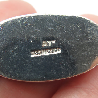 ATI 925 Sterling Silver Vintage Mexico Real Black Onyx Gemstone Pendant