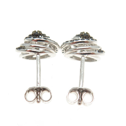 925 Sterling Silver Black C Z Stud Earrings