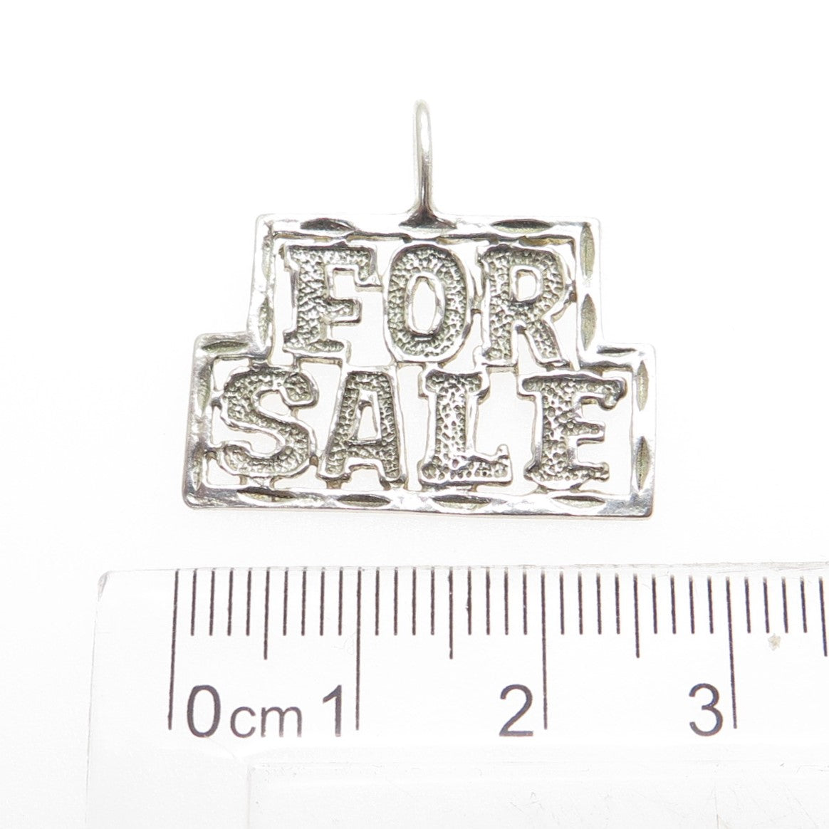 925 Sterling Silver Vintage "FOR SALE" Modernist Pendant