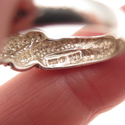 MONICA JAIN 925 Sterling Silver 14K Gold Vintage Modernist Ring Size 8.75