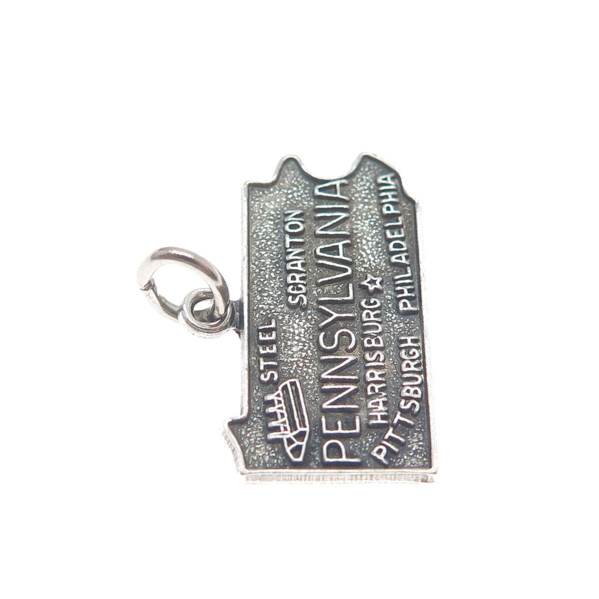 FRENCH & FRANKLIN 925 Sterling Silver Vintage Pennsylvania Oxidized Mini Pendant