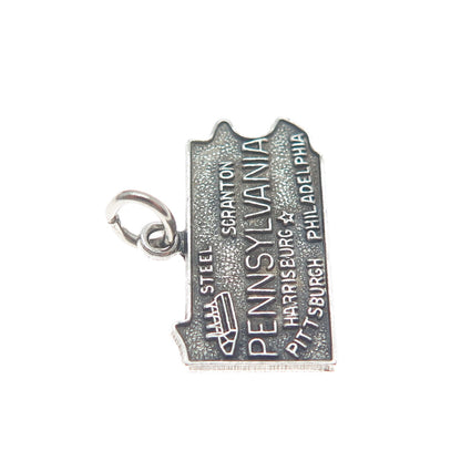 FRENCH & FRANKLIN 925 Sterling Silver Vintage Pennsylvania Oxidized Mini Pendant