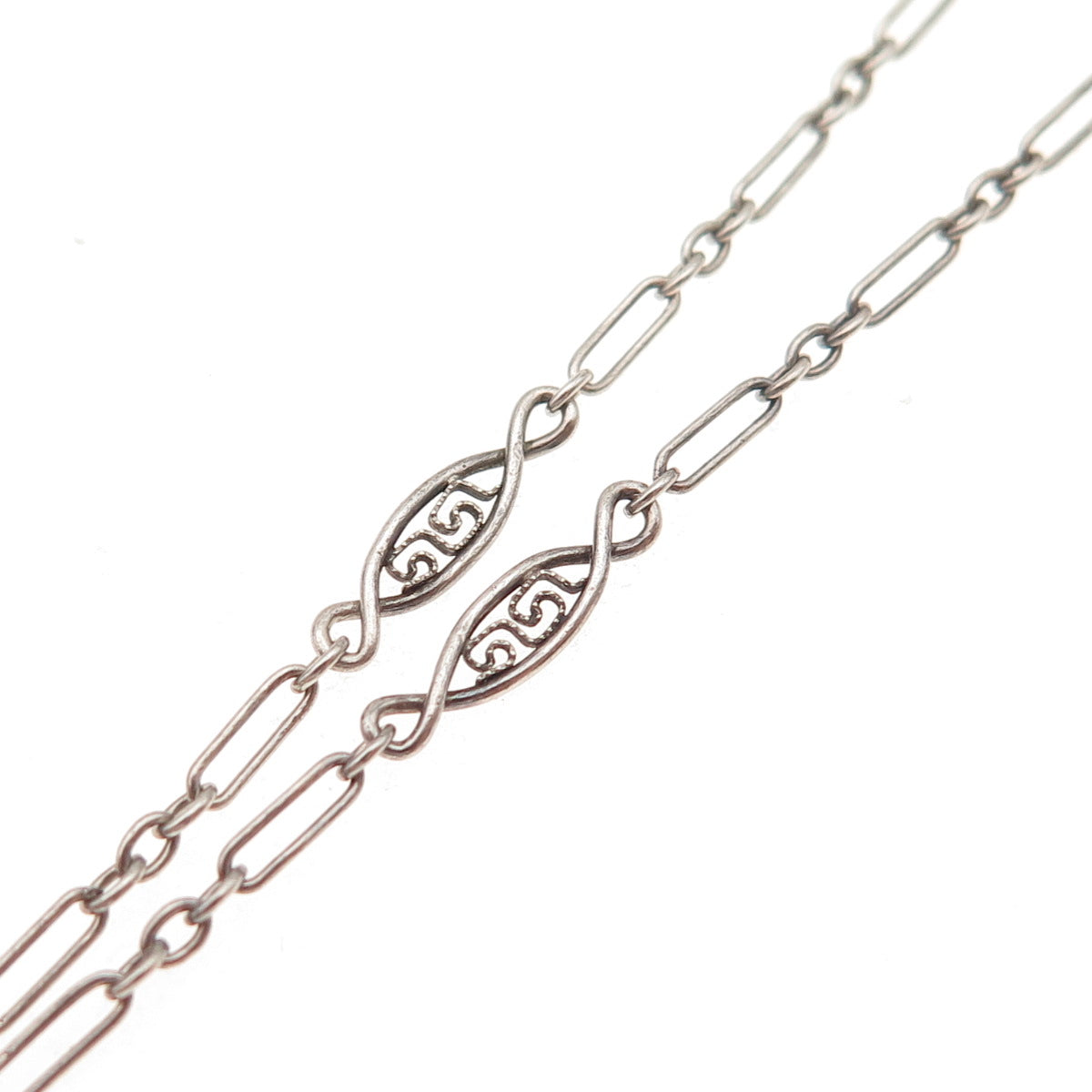 AC CO. 925 Sterling Silver Antique Art Deco Filigree Belly Chain Necklace 28"