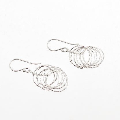 925 Sterling Silver Interlocked Circle Dangle Earrings